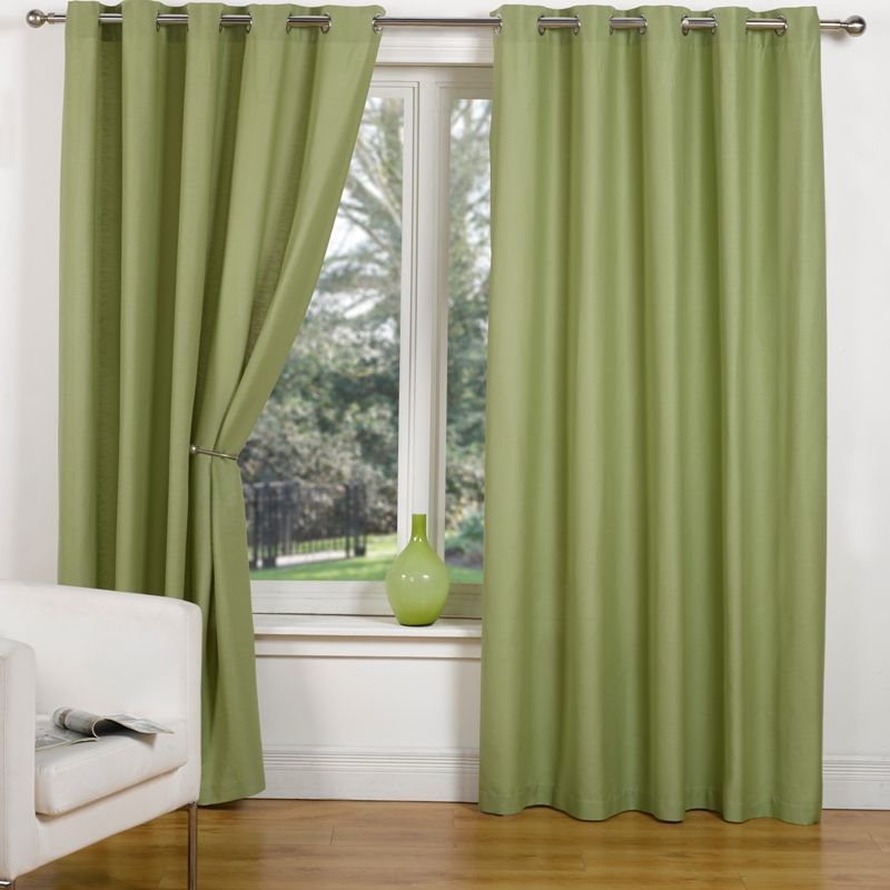 Canvas Eyelet Curtains (66" Width x 72" Drop) - Leaf